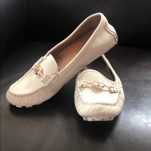 Cream, Leather driving moccasin